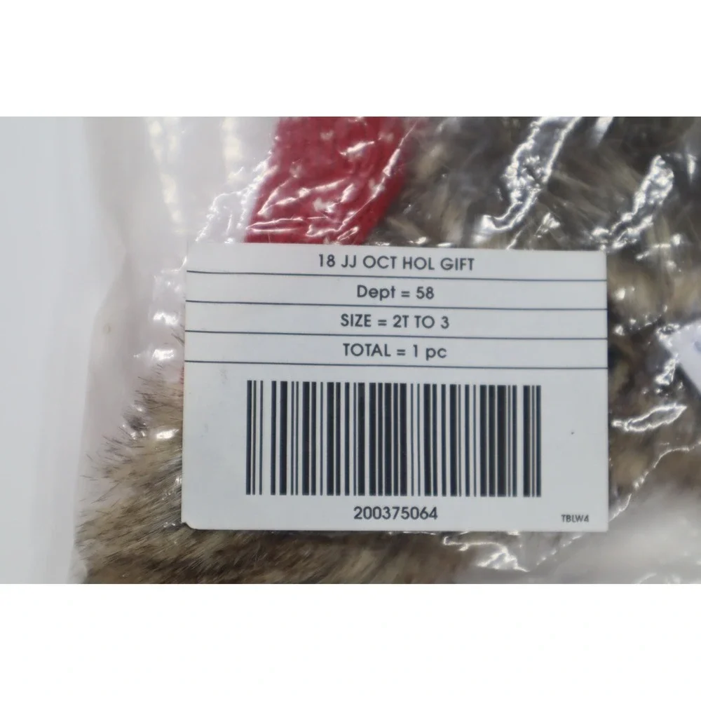 Janie and Jack Faux Fur Lined‎ Hat Hats & Cap - Red, Brown - Size 2-3T